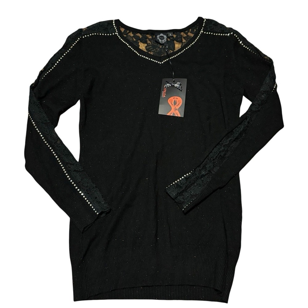 Matilda By True Love Sweater‎ Womens Large Lace NWT Whimsigoth